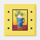 Blue Cappuccino Kitchen Magnet (Voorkant)