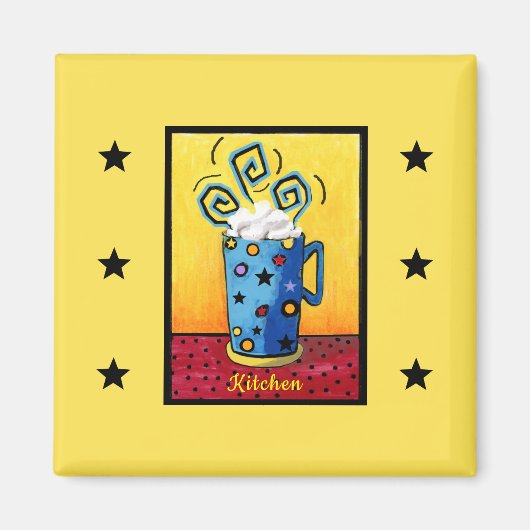 Blue Cappuccino Kitchen Magnet (Voorkant)