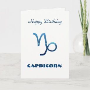 Blue Capricorn Zodiac Signs Happy Birthday Kaart
