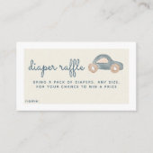 Blue Car Baby shower Luier Raffle Ticket Informatiekaartje (Voorkant)