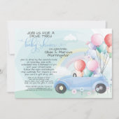 Blue Car-ballonnen drive door Baby shower Kaart (Voorkant)