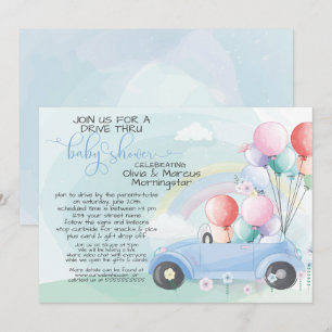 Blue Car-ballonnen drive door Baby shower Kaart