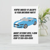 Blue car boys/mannen verjaardagskaart kaart (Staand voorkant)
