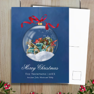  Blue Car Christmas Feestdagenkaart