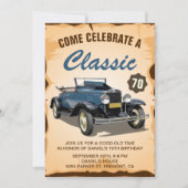 Blue Car Classic Birthday Invitation Kaart (Voorkant)