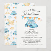 Blue Car Drive beroemd gemaakt door Baby shower In Kaart (Voorkant / Achterkant)