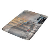  Blue Car in Foggy Cityscape Badmat (Gekanteld)