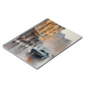  Blue Car in Foggy Cityscape Notitieboek (Linkerzijde)