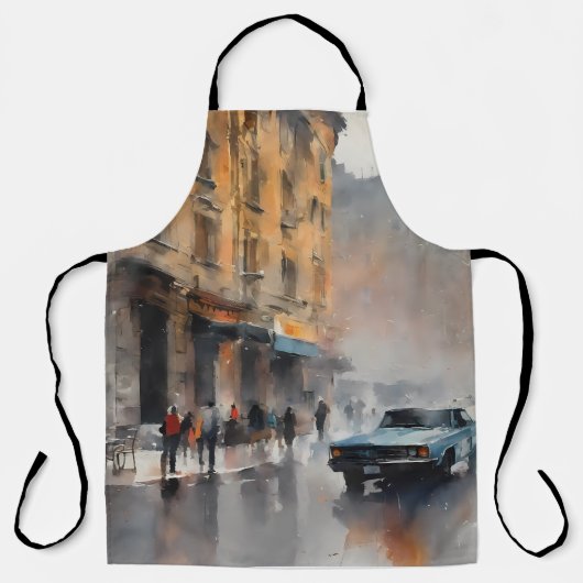  Blue Car in Foggy Cityscape Schort (Voorkant)
