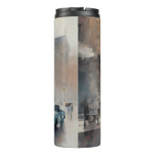 Blue Car in Foggy Cityscape Thermosbeker (Achterkant)