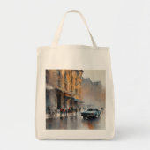  Blue Car in Foggy Cityscape Tote Bag (Voorkant)
