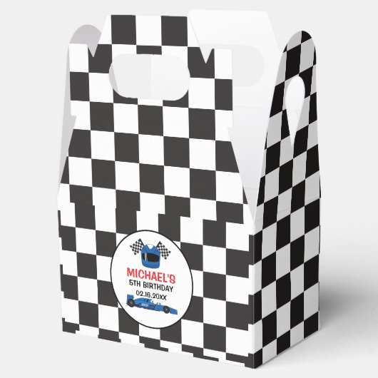 Blue Car Racing Birthday  Caja de regalo Bedankdoosjes (Geopend)