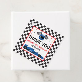 Blue Car Racing  Birthday Favor tag Bedankjes Labels