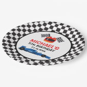 Blue Car Racing Birthday Papieren Bordje (Gekanteld)