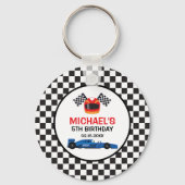 Blue Car Racing Birthday Sleutelhanger (Voorkant)