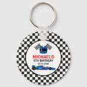 Blue Car Racing Birthday Sleutelhanger (Voorkant)