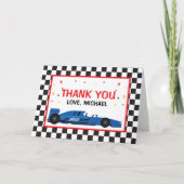 Blue Car Racing  Birthday Thank you card Bedankkaart (Voorkant)