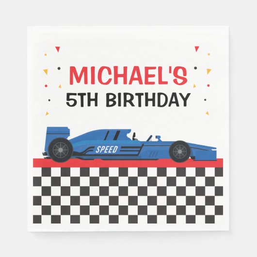 Blue Car Racing Party Servet (Voorkant)