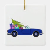 Blue Car with Christmas Gifts Keramisch Ornament (Achterkant)