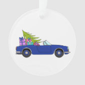 Blue Car with Christmas Gifts Ornament (voorkant)