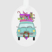 Blue Car with Christmas Gifts Ornament (achterkant)