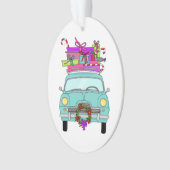Blue Car with Christmas Gifts Ornament (voorkant)