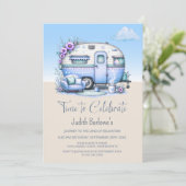 Blue Caravan Retirement Party Kaart (Staand voorkant)