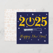 Blue Card Happy new Year Notitiekaartje (Voorkant / Achterkant)