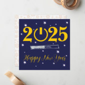 Blue Card Happy new Year Notitiekaartje (Voorkant / Achterkant in situ)