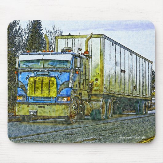 Blue Cargo Truck - Truck and Highway Art Muismat (Voorkant)