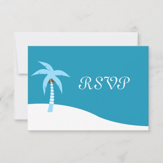Blue Caribbean Palm Tree RSVP-kaart RSVP Kaartje (Voorkant)