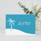 Blue Caribbean Palm Tree RSVP-kaart RSVP Kaartje (Staand voorkant)