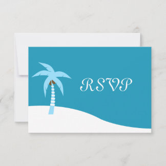 Blue Caribbean Palm Tree RSVP-kaart RSVP Kaartje
