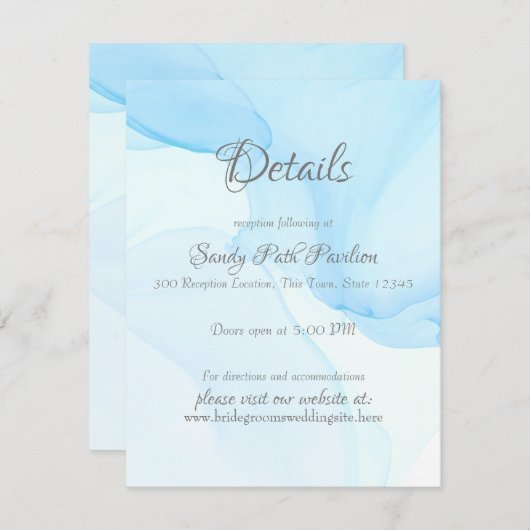 Blue Caribbean Wedding Details Kaart (Voorkant / Achterkant)