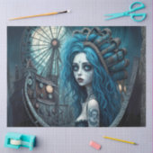 Blue Carnival Demon Halloween Circus – Gotisch Tissuepapier (Craft)