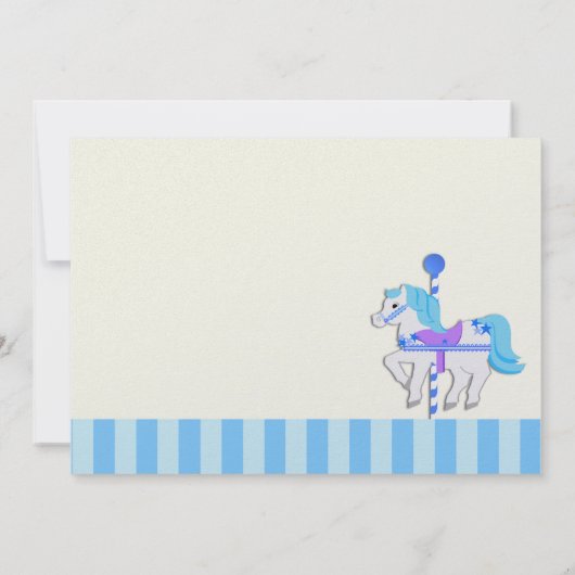Blue Carousel Pony 2e verjaardagsfeest Kaart (Achterkant)