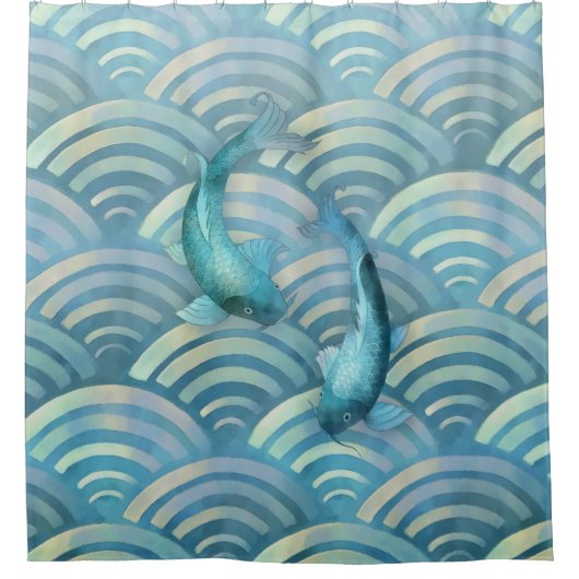 Blue Carp Koi Fish Douchegordijn (Voorkant)