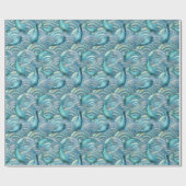 Blue Carp Koi Fish Pattern Cadeaupapier (Vlak)