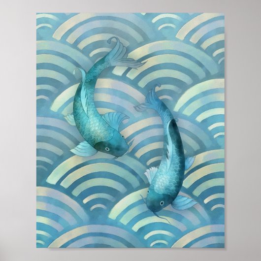 Blue Carp Koi Fish Poster (Voorkant)