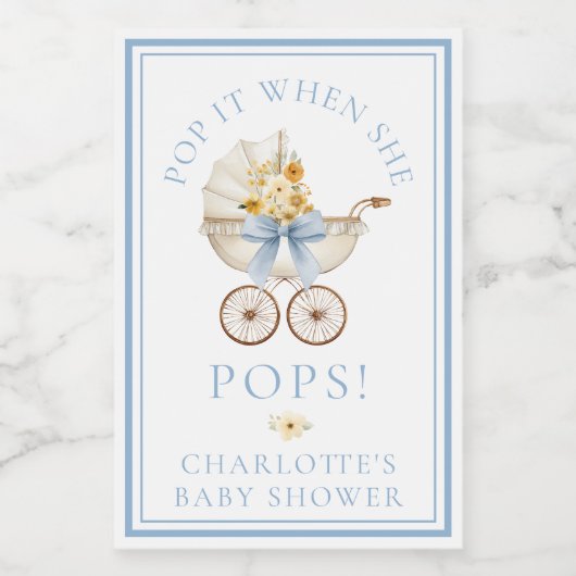 Blue Carriage “Pop It When She Pops” Label Wijn Etiket (Enkel label)