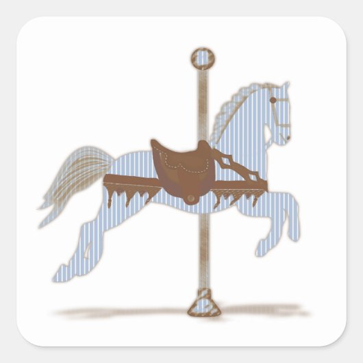Blue Carrousel Paard Sticker (Voorkant)