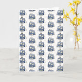 Blue Cartoon Alien Feliz Cumpleanos Birthday Card Kaart (Gele Bloem)