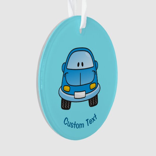 Blue cartoon auto ornament (voorkant)