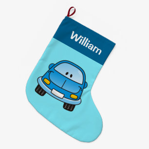 Blue Cartoon Car Christmas Stocking Grote Kerstsok