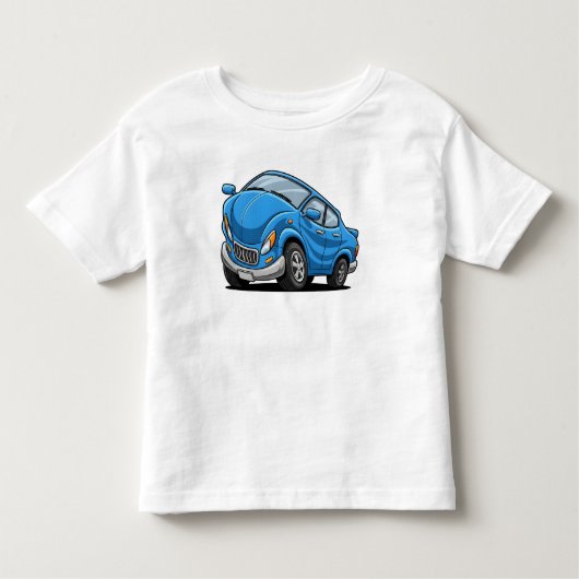 Blue Cartoon Car Kinder Shirts (Voorkant)