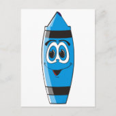Blue Cartoon Crayon Briefkaart (Voorkant)