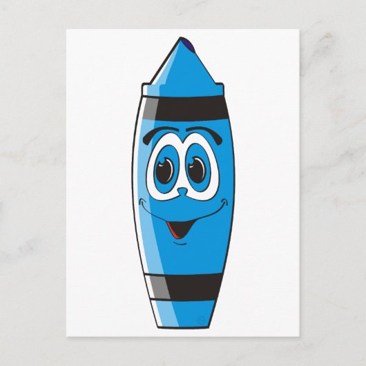 Blue Cartoon Crayon Briefkaart (Voorkant)