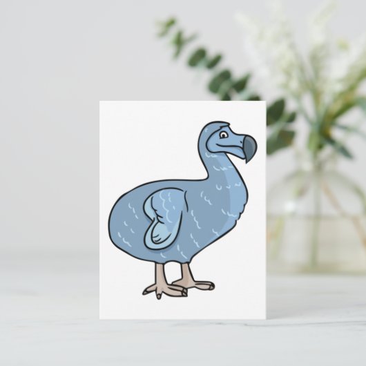 Blue Cartoon Dodo Bird Briefkaart (Staand voorkant)