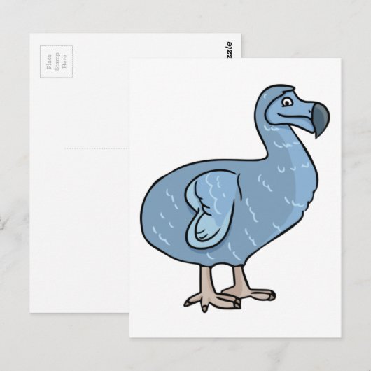 Blue Cartoon Dodo Bird Briefkaart (Voorkant / Achterkant)