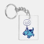 Blue Cartoon Dog denken aan bot Acrylische Sleutel Sleutelhanger (Voorkant Links)